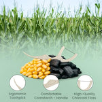 Organic plant based dental flosser pack with zero plastic Kraft paper box close up