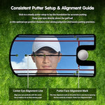 Aleybloodes golf training aid placed on indoor putting mat