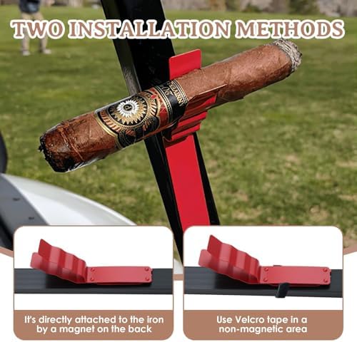Golf Cart Cigar Holder, Magnetic Clip Cigar with Adjustable Strap, Accommodate All Cigar Sizes,Versatile & Secure Accessory for Golfing, Boating, BBQs, Fishing & Outdoor Enthusiast (2 Pack Red) - Image 5