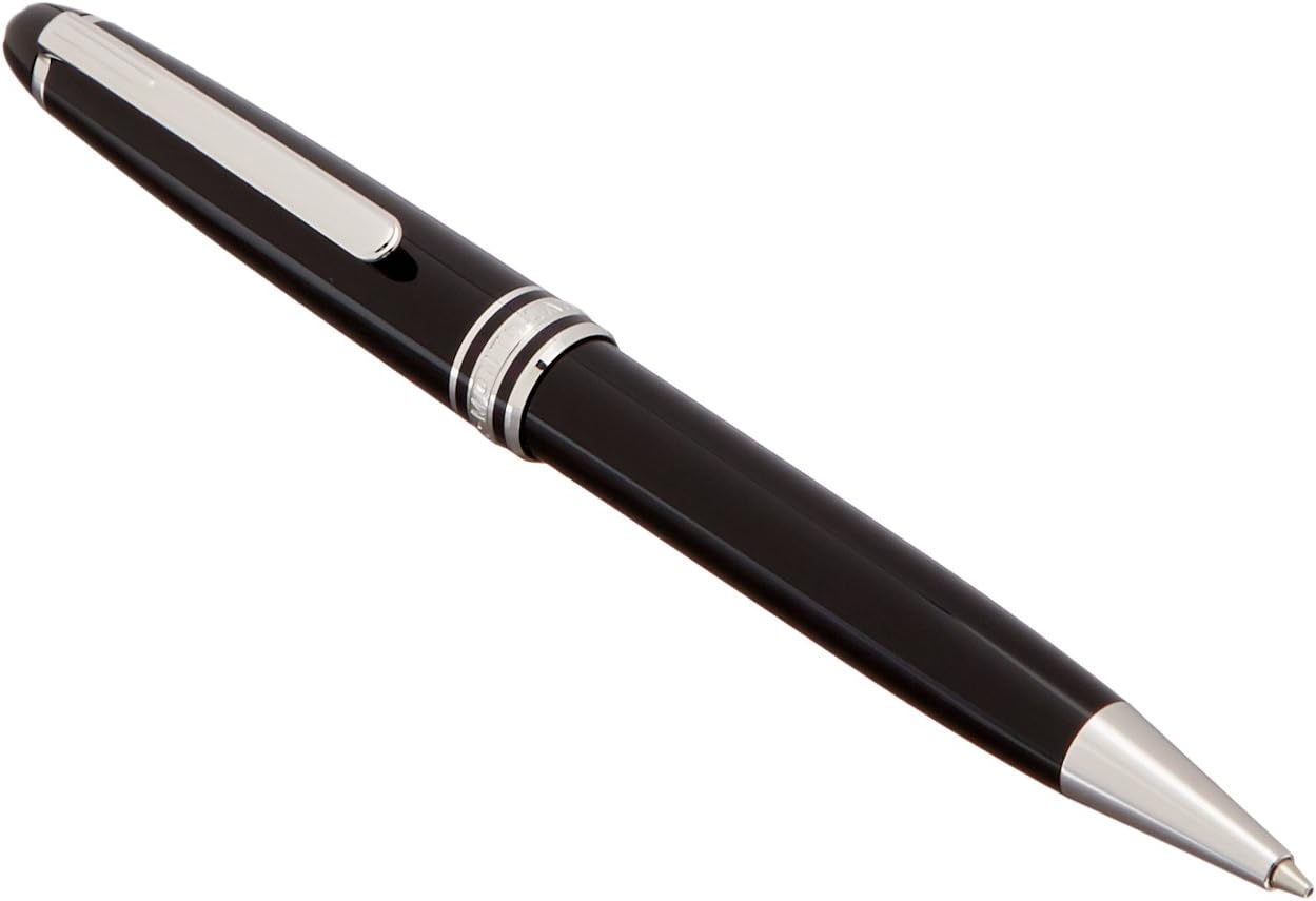 Montblanc 165 Meisterstuck Classique mechanical pencil front view showing black resin and platinum trim