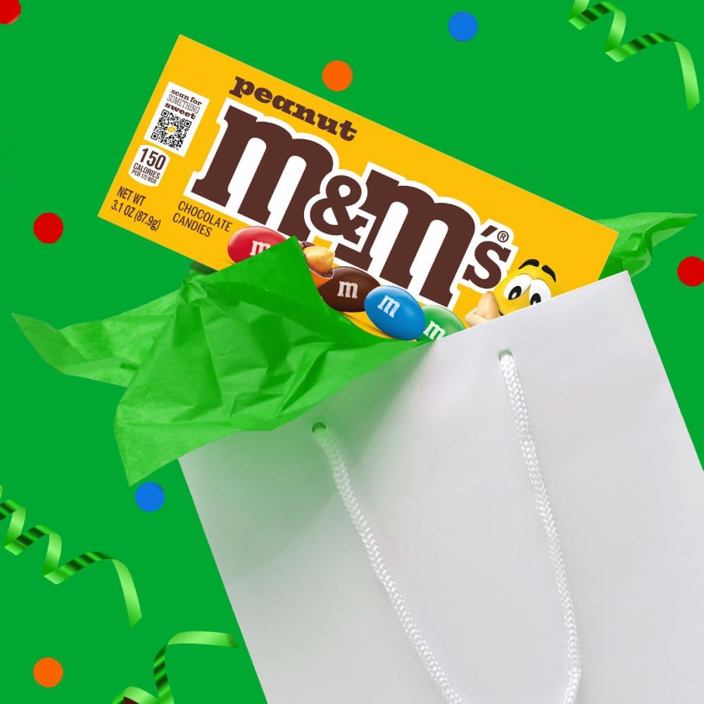 Back panel of M&M'S Peanut Chocolate Movie Theater Box containing allergen declarations and ingredients.