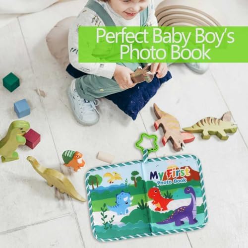 GPIRAL fabric memory book close up on the premium stitching and chewable baby safe edges.