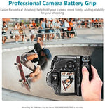 Neewer battery grip demonstrating the alternative AA battery tray accessory tray option for emergency backup power supply.