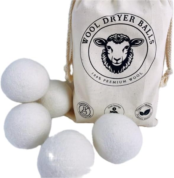 Energy efficient reusable dryer balls on white background