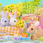 Side view of Tagitary hopping plush bunny toy