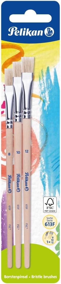 Side angle of Pelikan bristle brush showing flat brush shape