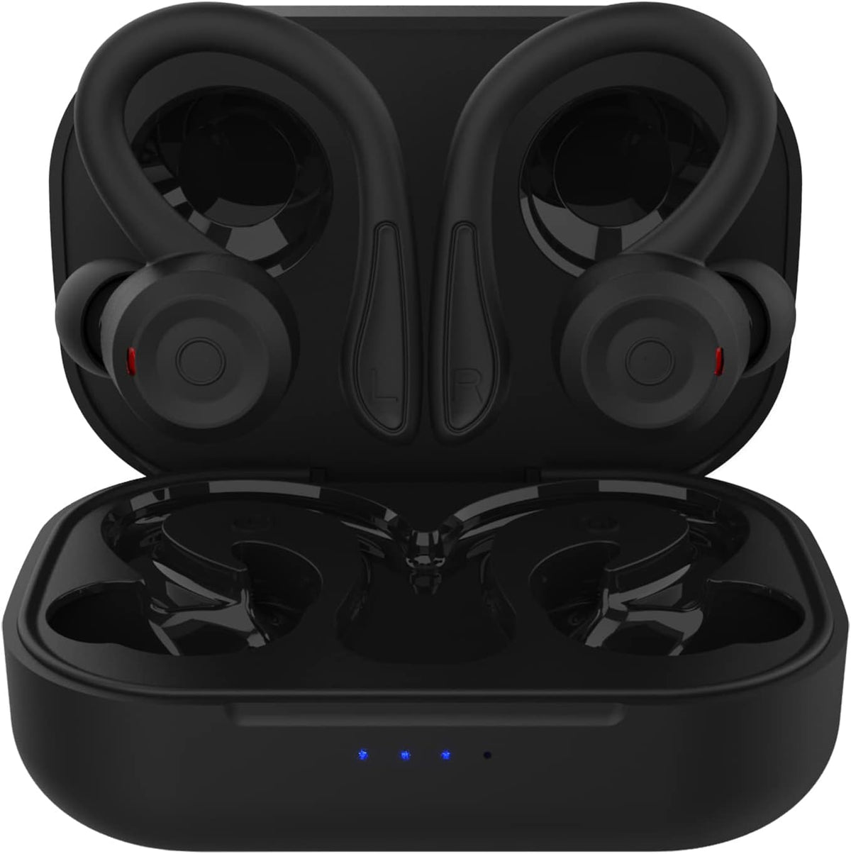 Loluka wireless earbuds front view in charging case