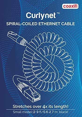 Stretched Curlynet 24AWG Ethernet cable on workstation desk
