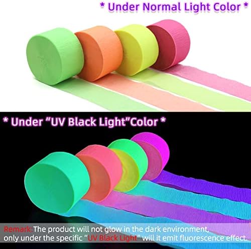 Closer shot of high quality neon green orange yellow and pink crepe paper party supplies