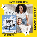 Plastic free laundry detergent sheets ocean mist scent close up