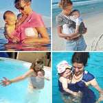 Mother using vrbabies lightweight breathable mesh wrap carrier to hold newborn at the beach.