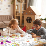 Speringeen Easter coloring sheet hanging on a classroom wall as a vibrant decorative party banner backdrop