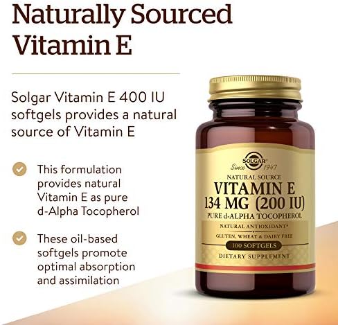 Solgar d-Alpha Tocopherol 200 IU dietary supplement for healthy aging and skin support