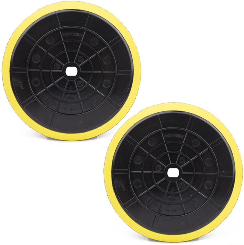 Gdfnmogo buffer pads backing plates 2 pack front view showcasing the yellow hook and loop face on a black base.
