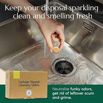 Close up of Cleanomic garbage disposal cleaning tablet