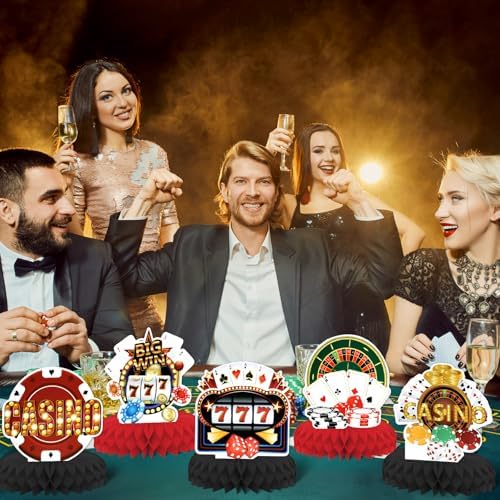 Kskspe casino party supplies arranged for a birthday celebration