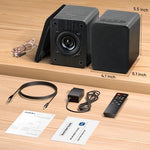 Side profile of Saiyin 40W Bluetooth bookshelf speakers showing compact size