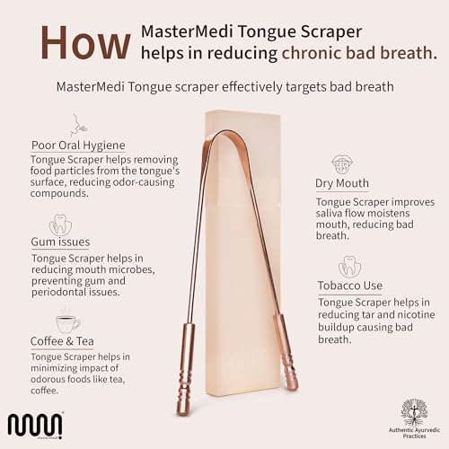 Ergonomic pure copper tongue scrubber showing smooth rounded edges