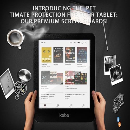 Laoshusheng screen protector showing glare reduction on Kobo device