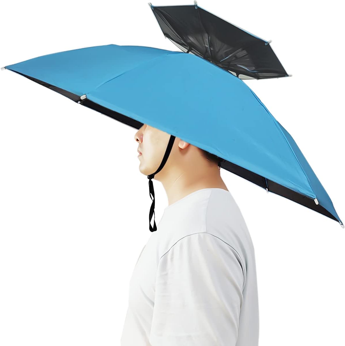 Umbrella Hat, 37 inch Fishing Umbrella Hat Hands Free Foldable UV Protection Umbrella Cap Adjustable Headwear for Fishing Golf Camping Beach Gardening Sunshade Outdoor - Image 13