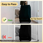 POMESEA retractable mesh pet gate extended to maximum width across a hallway.