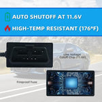 Suplogico dashcam surveillance cable showing the smart internal chip designed for low voltage battery protection.