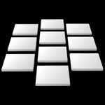 Aquarium Choice Ceramic Coral Frag Plugs 10 pack front view showcasing pure white square tiles for reef tanks.