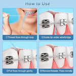 Person using floss threader to clean around dental braces