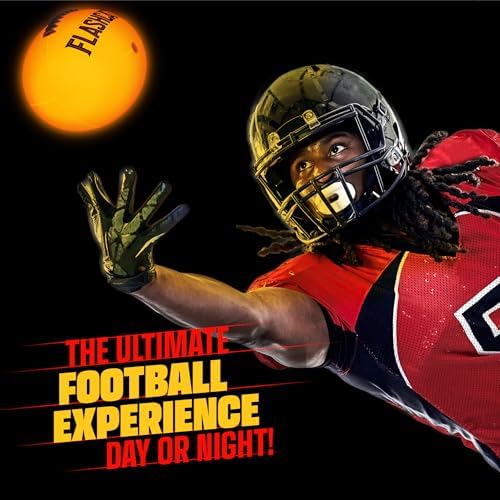 Teenage boys playing outdoor catch with the glowing light up sports toy