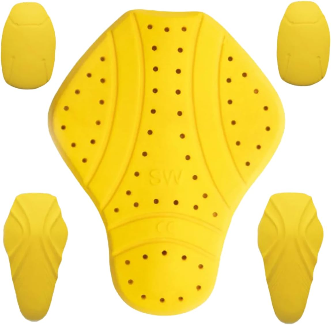 First Mfg Co CE-2 motorcycle armor set featuring back, elbow, and shoulder pads in yellow.