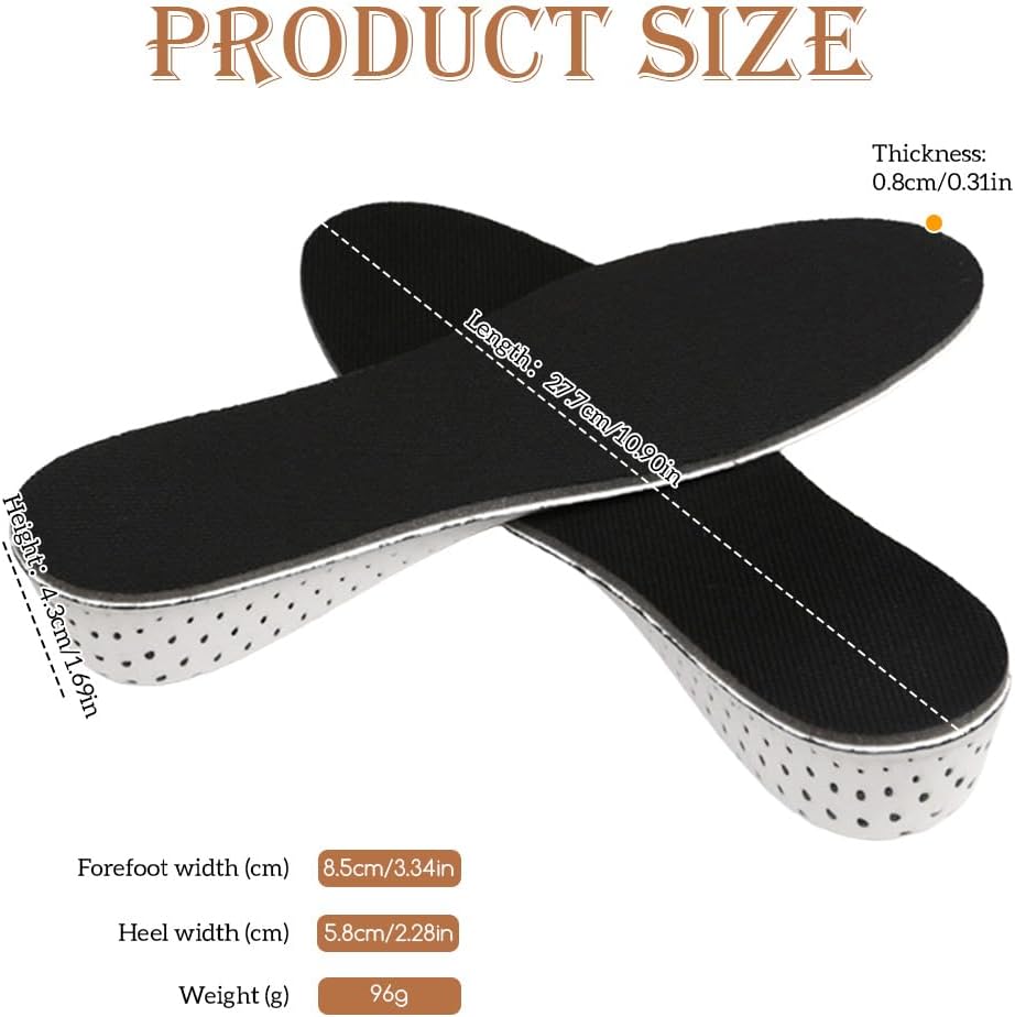 Upstore height increase shoe inserts side profile