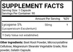Close up look of KRK Supplements Lycopene 50mg capsule dietary health product