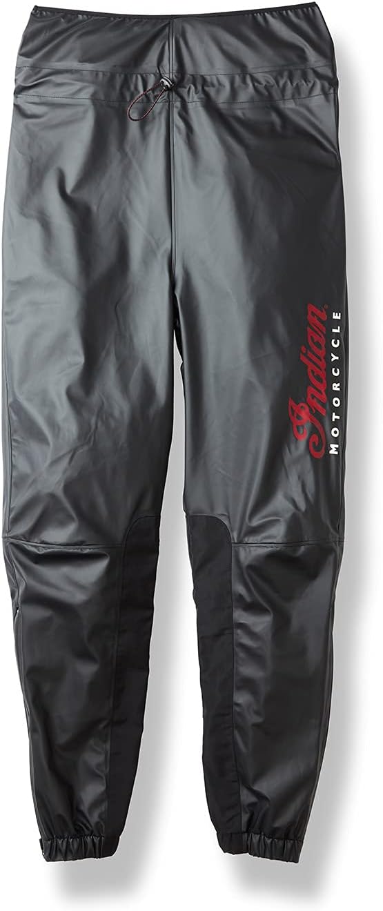 Indian Motorcycle Unisex Rain Suit Bottom front view authentic waterproof motorcycle riding pants black
