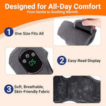 Shanvista cordless foot massager being worn on a foot demonstrating portable relaxation in a modern home living room.