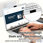 Ultra thin camera blocker applied over a laptop webcam illustrating the seamless flush design.