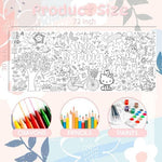 Children coloring on the 72x30 inch JXSDWANG giant spring themed paper banner.