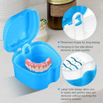 2 Pack Denture Brush Denture Bath Case Cup Retainer Cleaner Holder Box False Teeth Soaking Container Dental Bath Storage Box Case with Strainer Basket for Travel, Camping, Office (Blue+Pink) - Image 7