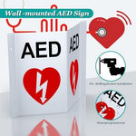 Side view of ZIPOWEY AED emergency sign highlighting durable plastic material.