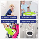 Magtimes folding large non slip potty seat unfolded flat on a standard white toilet bowl