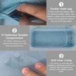 Co2CREA speaker case exterior detailing the durable shockproof 1680D nylon shell and dual zippers