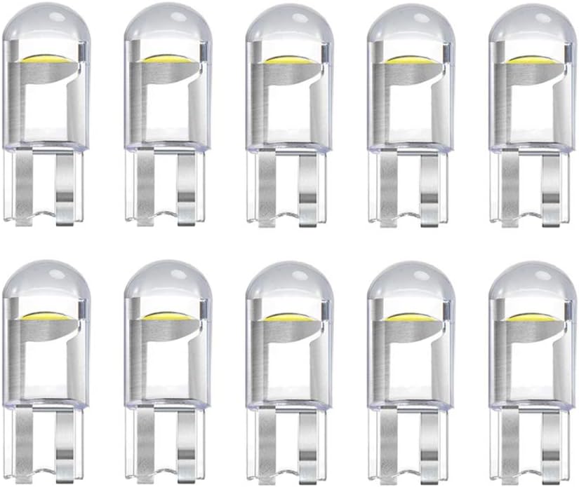 Makergroup T10 Miniature Wedge LED Light Bulbs ten pack front view showing the clear glass shell structure.