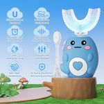 Childrens sonic automatic toothbrush with four interchangeable brush heads display