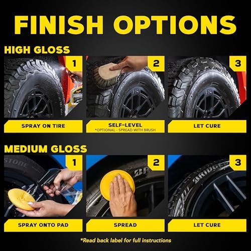 Detailing equipment including Meguiar's tire shine spray