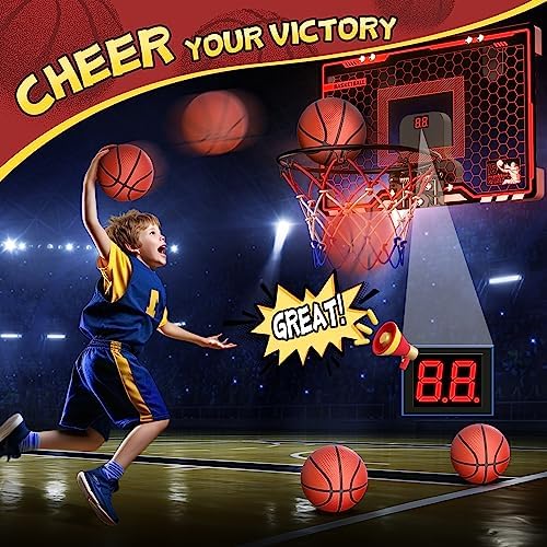 Child playing with HopeRock over the door basketball set