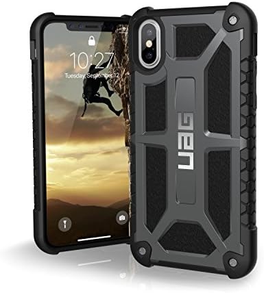 Urban Armor Gear UAG iPhone X Monarch case graphite back view leather accent