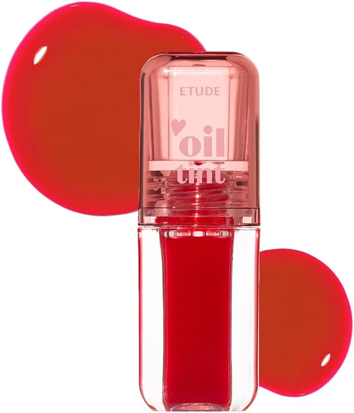 ETUDE Dear Darling Oil Tint #1 Real Cherry (0.14 fl.oz) | High Moisturizing and Strong Hydrating Lip Oil/Lip Gloss | Smooth and Moist Lips | Non-Sticky Lip Oil Tint For Dry Lips | K-beauty - Image 15