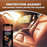 Close up of Weiman leather wipe canister showing UV protection label