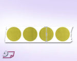Next Day Labels gold starburst seals applied on award certificate