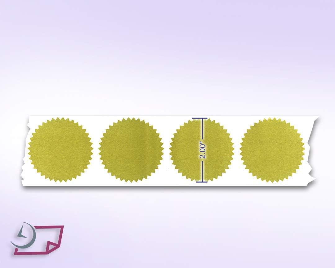 Next Day Labels gold starburst seals applied on award certificate