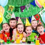 OHOME imported green party streamers displayed in a complete festive home celebration arrangement
